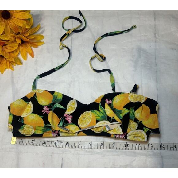 No Boundaries Bikini Top Juniors Small Black Multicolor Lemons Ruffle(qq)‎ - Picture 1 of 3